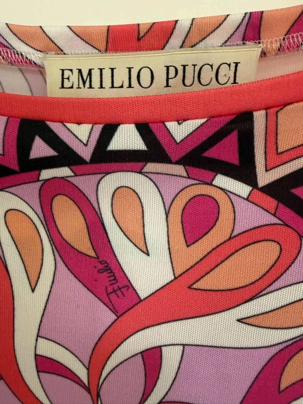 Emilio Pucci Dress Pink Geometric Print Long Sleeve IT 38 US 4 Designer Italy - Picture 5 of 9